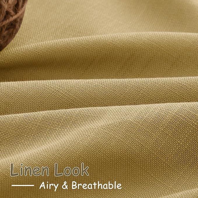 Nanspring Gold Linen Curtains 102 Inches Long Rod Pocket Back Tab Drapes 2 - Image 5