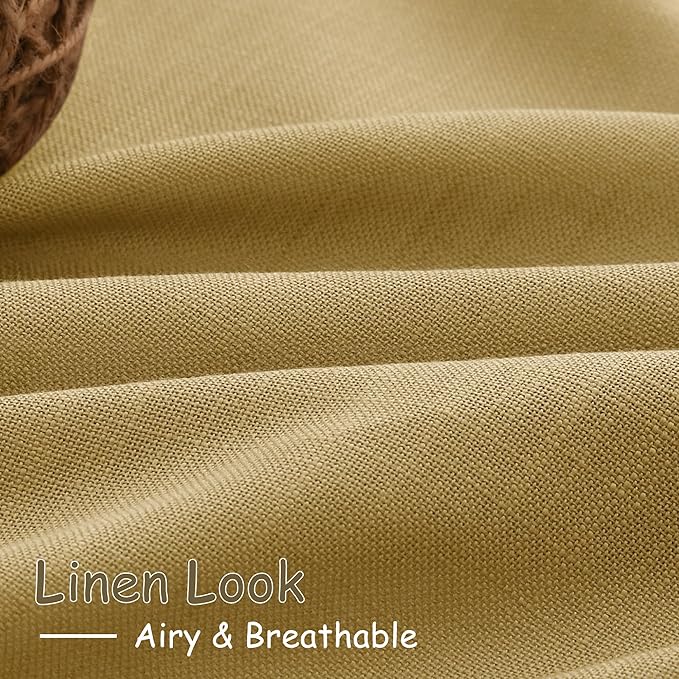 Nanspring Gold Linen Curtains 84 Inch Length 2 Panels Set - Image 5
