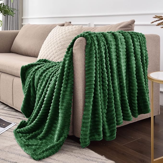 BEDELITE Fleece Blanket Twin Size – 3D Ribbed Jacquard Soft and Warm Decorative - Image 9