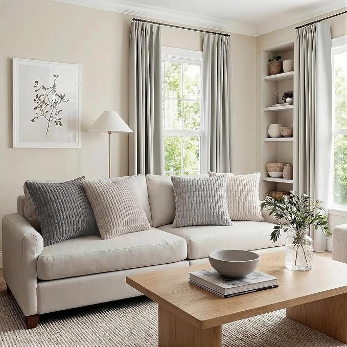 Fancy Homi Set of 4 Grey and White Decorative Throw Pillow Covers 20x20 Inch - Image 6