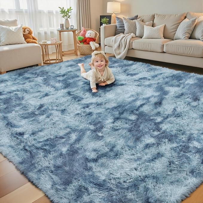 Area Rugs 9x12 Living Room, Large Area Rug Shag Shaggy Carpet Soft Plush Furry - Image 3