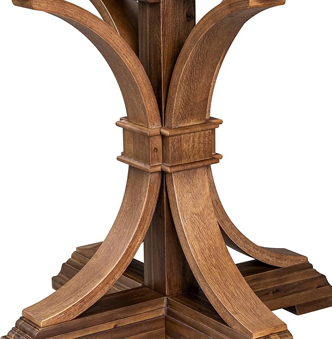 F7FO7-50N-18 - 7-Piece Dining Room Set Contains A Kitchen Table and 6 Brown Polyester Fabric Parsons Chairs with Button Tufted Back, Antique Walnut