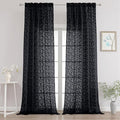 Chyhomenyc Extra Long Black Sheer Curtains 120 Inch Length 2 Panels Set by Chyhomenyc