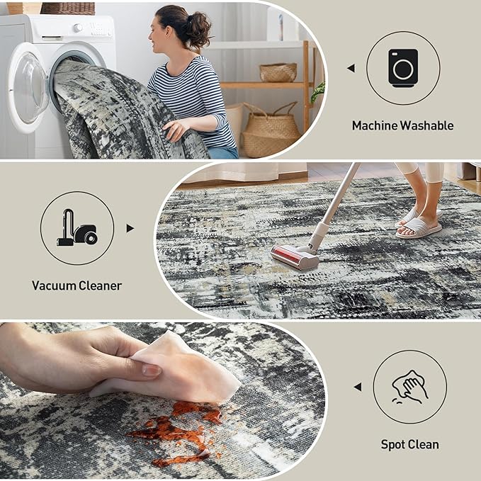 5x7 Area Rugs Washable Rug: Modern Abstract Living Room Rug Soft Anti-Skid Thin - Image 3