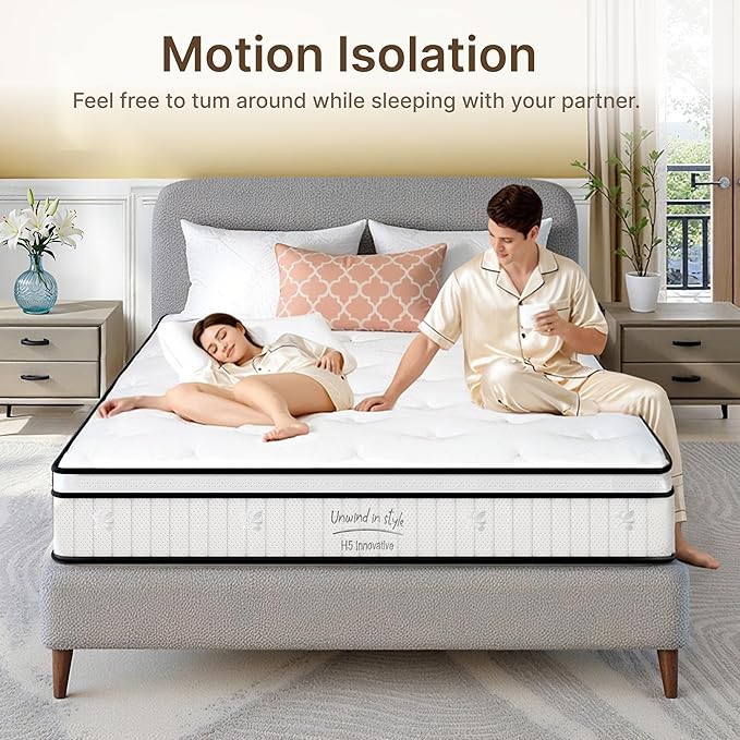 Twin Size Mattress, 12 Inch Medium Firm Foam Hybrid Mattress with Individual Pocket Springs for Motion Isolation & Edge Support, Mattress in A Box CertiPUR-US Certified