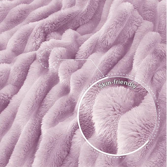Exclusivo Mezcla King Size Flannel Fleece Blanket, Super Soft Striped Jacquard - Image 5
