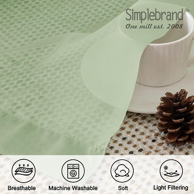 Simplebrand Light Green Sheer Curtains 84 Inches Long 2 Panels, Light Filtering - Image 5