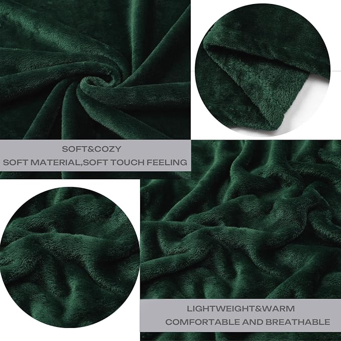 JIAHANNHA Flannel Fleece Blanket Queen Size Green 90 by 90 Inches Blankets - Image 4