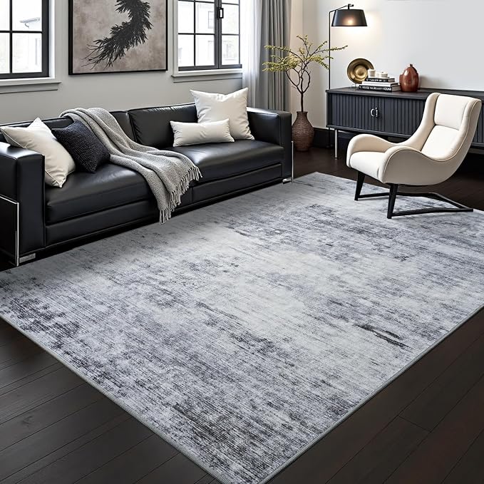 Toneed Abstract Area Rug 8x10 Modern Washable Rug Soft Non Slip Rug Low Pile by Toneed