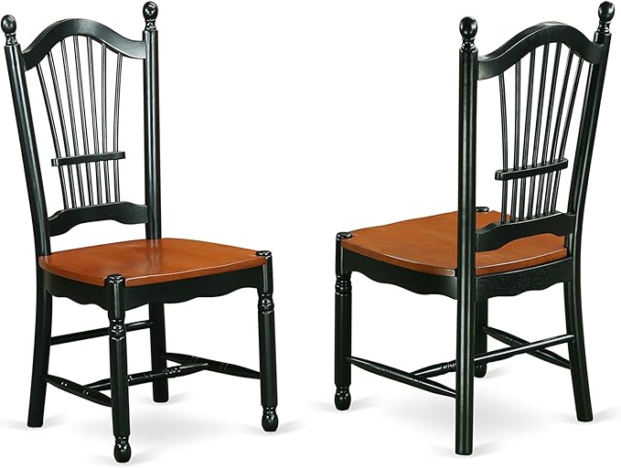 East West Furniture MZDO3-BCH-W 3 Piece Dining Set Contains a Rectangle Dining Table with Dropleaf and 2 Kitchen Chairs, 36x54 Inch, Black & Cherry