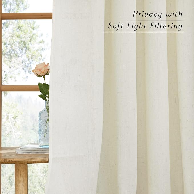NICETOWN Linen Curtains 96 inches Long, Grommet Privacy Added - Image 5