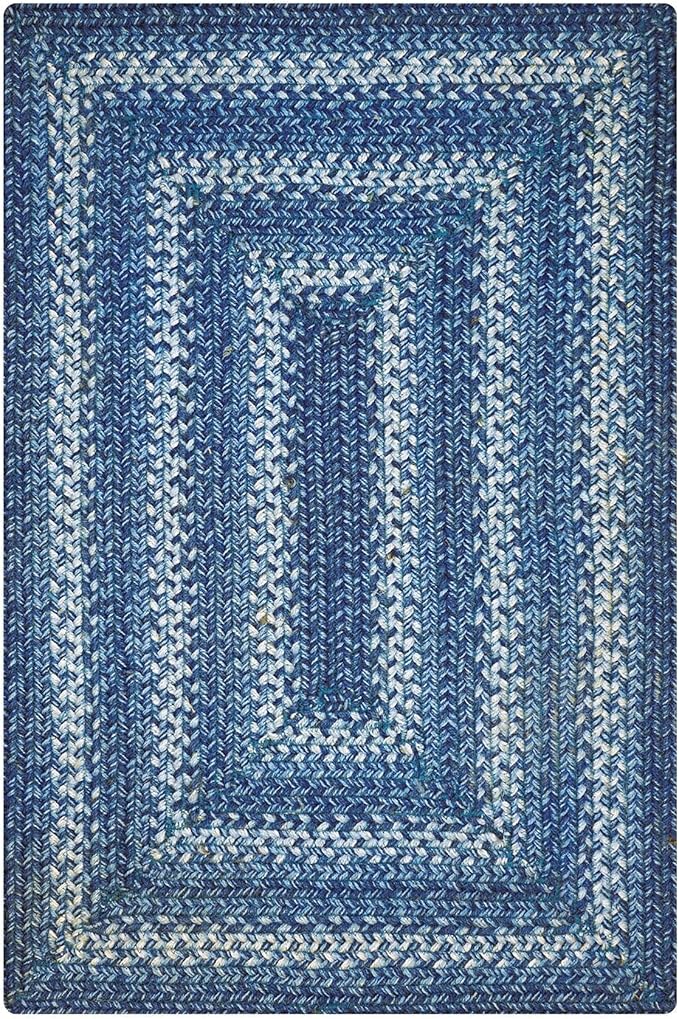 Homespice Denim Blue Jute Braided Rug 5x8' for Living Room, Bedroom Rug and Dining Room. Pet Friendly. Decor Styles- Farmhouse Rug, Rustic, Vintage, Cottage, Primitive, Country, Boho Rug