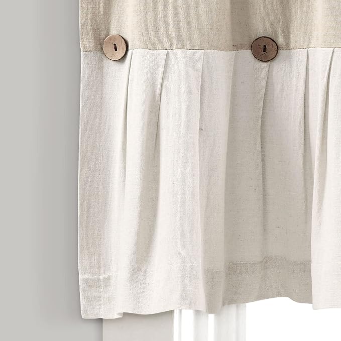 Lush Decor Linen Button Farmhouse Valance Curtians 84"W x 18"L Linen - Image 4