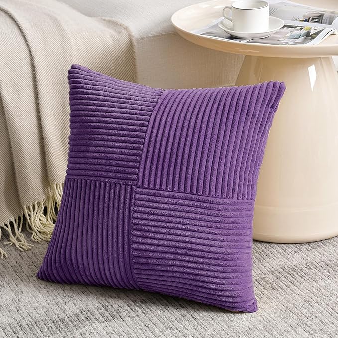 Fancy Homi 2 Packs Purple Samll Decorative Throw Pillow Covers 14x14 Inch - Image 2