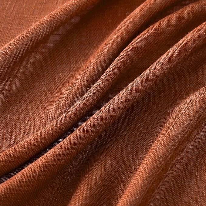 MIULEE Burnt Orange Linen Curtains 108 Inches Long - Image 4