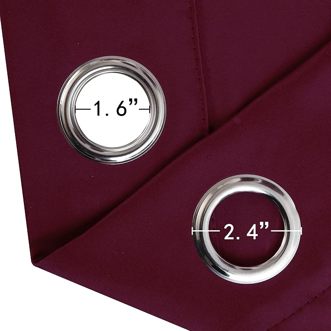 LEMOMO Blackout Curtains 52 x 45 inch/Burgundy Red Curtains Set of 2 - Image 6