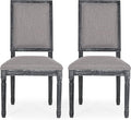 Christopher Knight Home Regina French Country Dining Chairs Set of 2, Wooden Dining Room Chair, High Back Kitchen Side Chair, Fabric Upholstered Armless Extra Seat, Gray