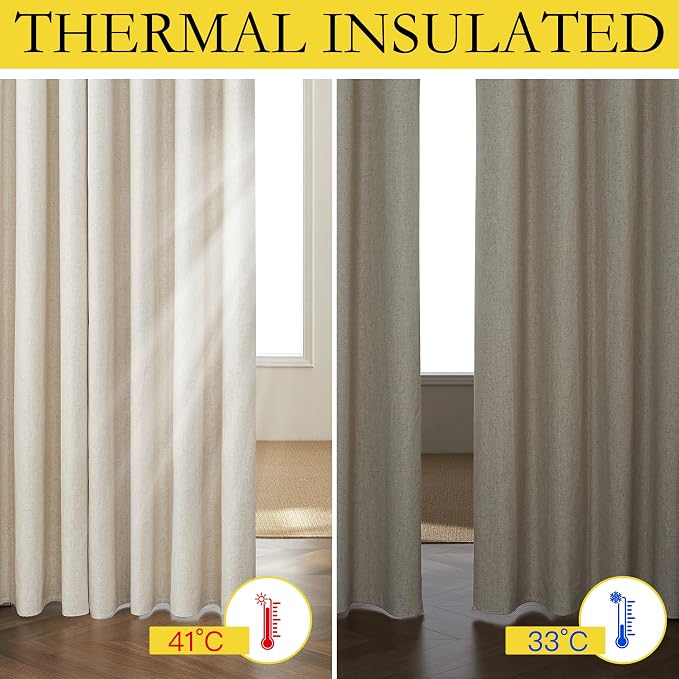 NICETOWN Natural 100% Blackout Short Curtains 63 inches Lenghth Burg - Image 5