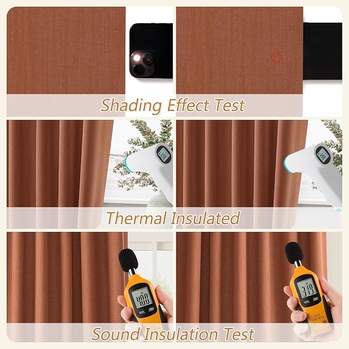 Guken Terracotta 100% Blackout Curtains 90 Inch Length 2 Panels Set Fall - Image 5