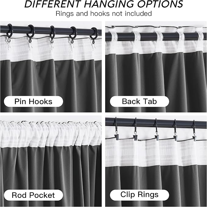 RYB HOME Grey Velvet Curtains 90 inches - Image 3