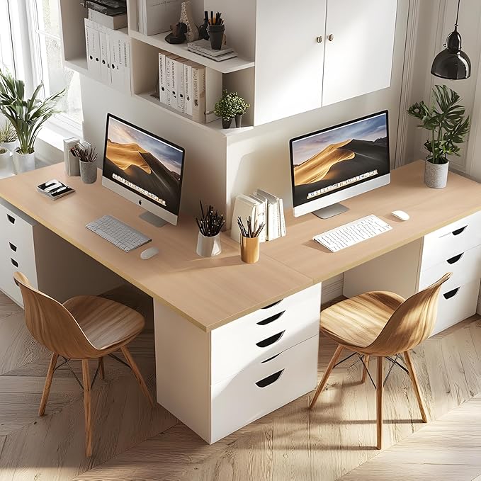 Kaboon Universal Tabletop 60"x18", Solid One-Piece Melamine Table Top, L-Desk Floating Desk DIY, Home and Office, Light Walnut