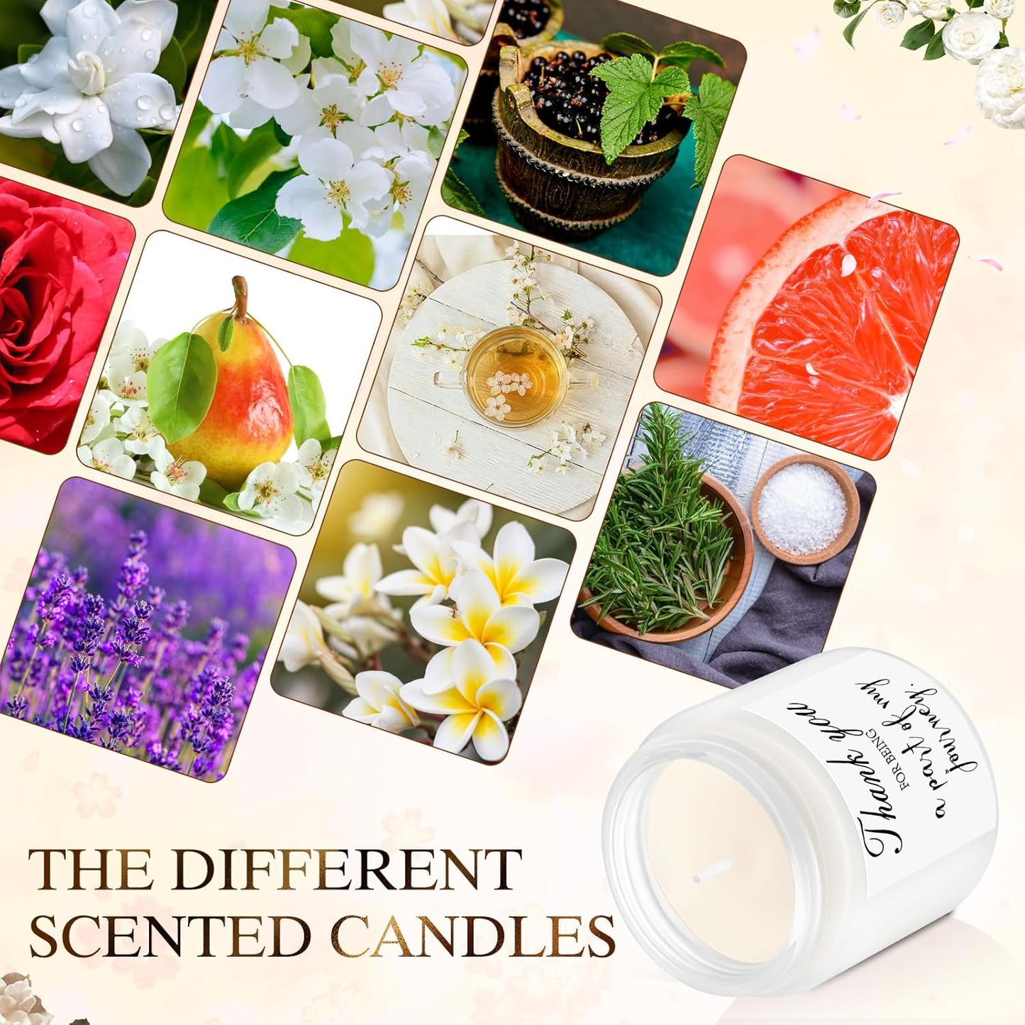 MTLEE 20 Pcs Thank You Gifts Candles 3.5 oz Employee Appreciation Inspirational Scented Soy Wax Candle Thank You Gift Christmas Gifts for Coworker Women Volunteer Teacher(Appreciation,White)