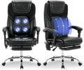 2-Pack Massage Office Chair with Heat and Footrest, Ergonomic Reclining Leather Executive Computer Desk Chair with Wheels, Big and Tall Adjustable Chair for Home Office and Gaming, 300 lbs Support