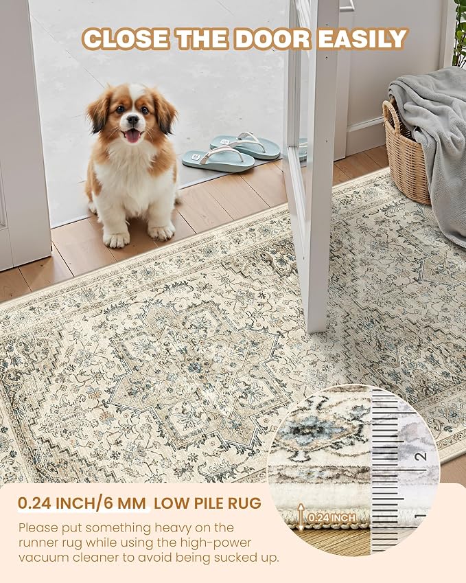 Runner Rug 2x8 Runners for Hallways Non Slip Washable, Vintage Hallway Runner - Image 6