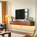 Fully Assembled Floating TV Stand with Drawers, 63IN Vintage Wall Mounted Entertainment Center, Minimalist Large Storage Console Under TV, Solid Wood Media Shelf for Living Room, Bedroom