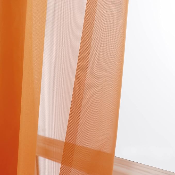 OWENIE Sheer Orange Curtains, Sheer Curtains 84 inch Length 2 Panels Set - Image 7