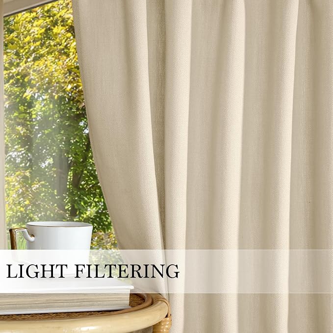 RYB HOME Faux Linen Blended 2 Panels Valance Window Topper Short Drapes Small - Image 7