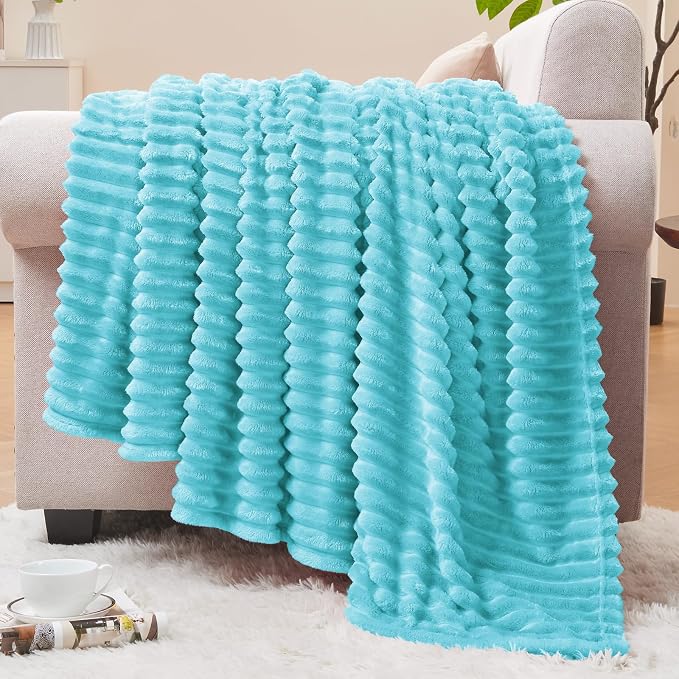 BEDELITE Fleece Throw Blanket for Couch – 3D Ribbed Jacquard Soft and Warm by BEDELITE