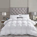 Luxurious All-Season Goose Down Feather Fiber Comforter Super King Size Duvet Insert (120x120), Exquisite Pinch Pleat Design- White, Premium Baffle Box, 100% Egyptian Cotton Cover, 85 oz. Fill Weight