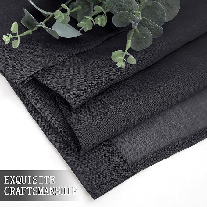 Tollpiz Sheer Tier Curtain Linen Textured Half Kitchen Curtains Sheer Light - Image 7