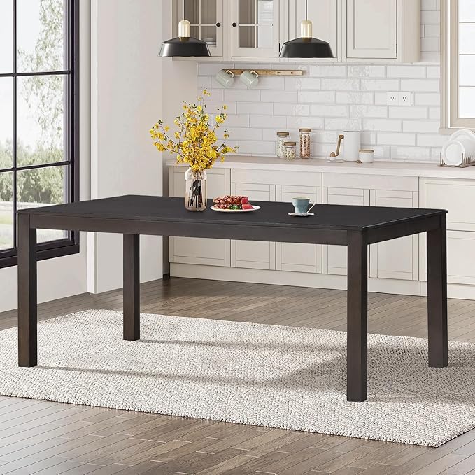 COLAMY Modern Rectangular Dining Table Set, 60" L x 36" W x 30" H, Brown+Ivory
