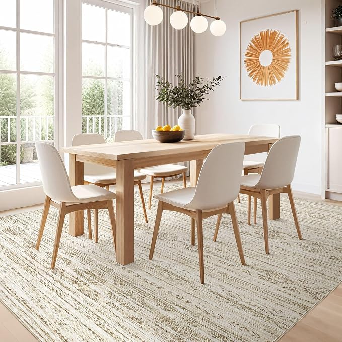 Nakagishi Area Rugs 9x12 Living Room: Washable Boho Large Neutral Modern Soft - Image 7