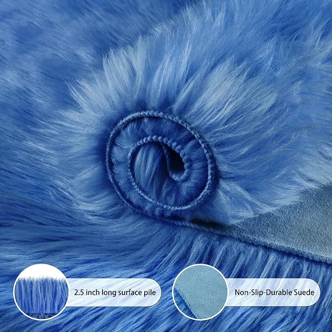 Ciicool Ultra Soft Faux Sheepskin Fur Rug Fluffy Rug - Image 5