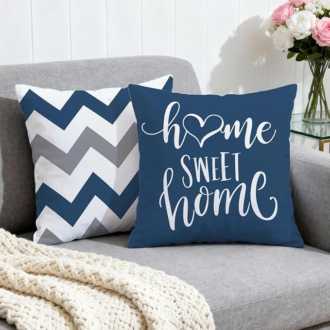 Hexagram Geometric Blue Pillow Covers 20x20 Set of 4, Decorative Outdoor Boho - Image 2