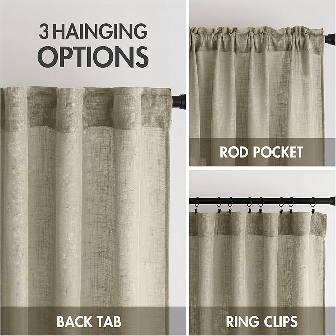 MIULEE Oatmeal Curtains 90 Inch Long 2 Panels - Image 3