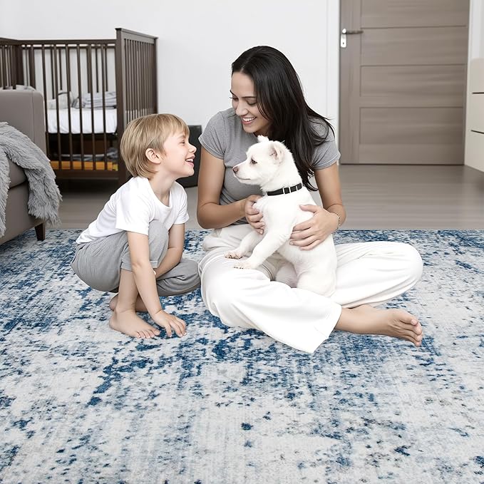 10x12 Area Rug Living Room Rug: Washable Modern Abstract Soft Thin Rug Indoor - Image 7