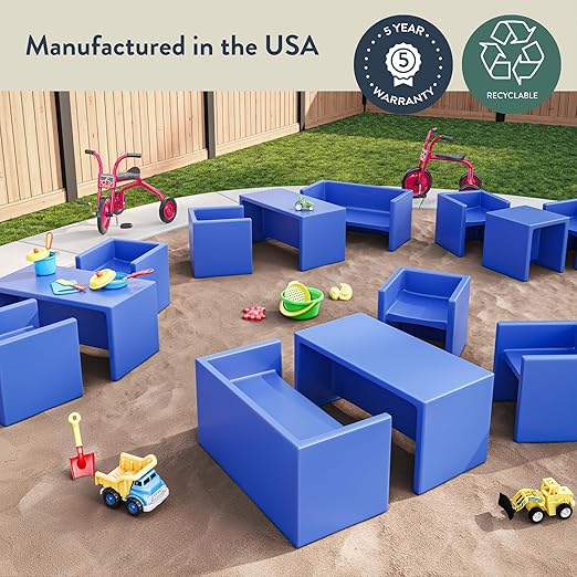Children's Factory 3-in-1 Cube Chair for Kids, Flexible Seating Classroom Furniture, 1-Pack, Green