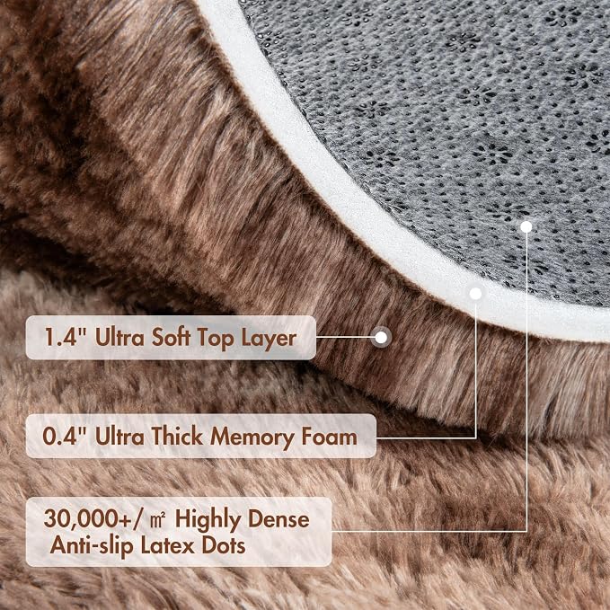 5x7 Ft Shag Brown Area Rug for Bedroom Living Room, Tie-Dyed Ultra Soft Fluffy - Image 8