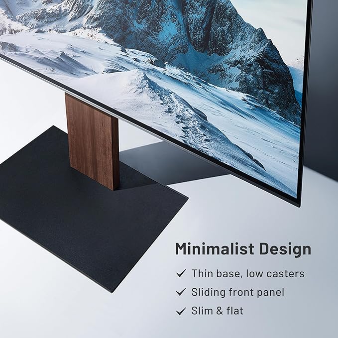 WALL V2 Caster Low Type | Minimalist Rolling TV Stand for 32–60 Inch | Satin White | Portable, Space Saving, Height Adjustable, No Drill | for Living Room and Bedroom | Japanese Design & Engineering