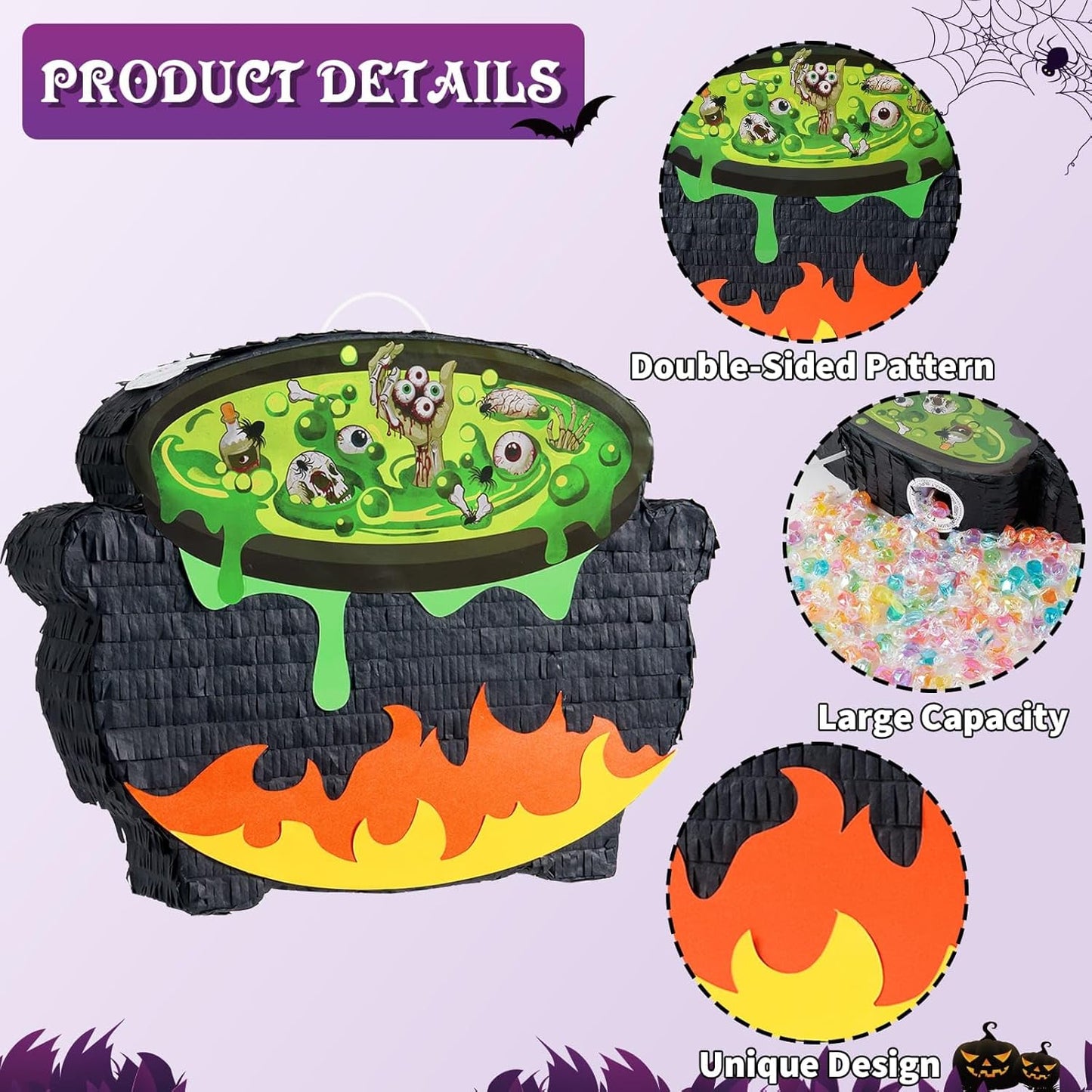 WERNNSAI Halloween Witch Pinata - Halloween Witch Pot Pinata Hallo-ween Birthday Party Decorations Baby Hallows Eve Costumes Party Games for Kids Wizarding World Decor Supply Bubbling Cauldron Design