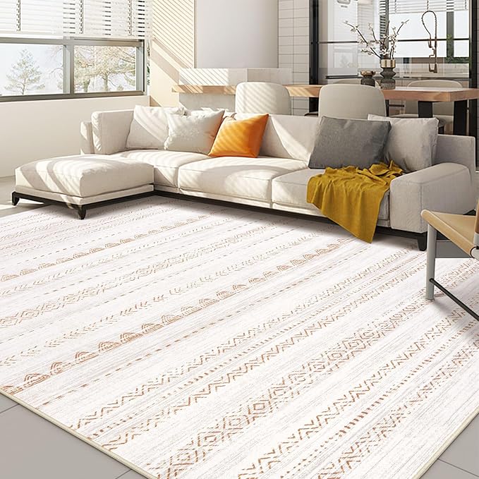 Nakagishi 5x8 Area Rug Living Room: Washable Boho Large Neutral Soft Farmhouse by NakagishiAreaRug