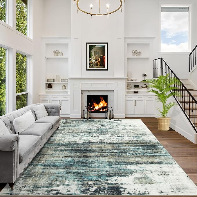 6x9 Area Rugs Washable Rug: Large Modern Abstract Living Room Rug Soft by GENTDRIZZ