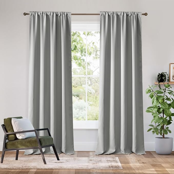 RYB HOME Bedroom Blackout Curtains 80 inches Long, 100% Blackout Thermal by RYBHOME