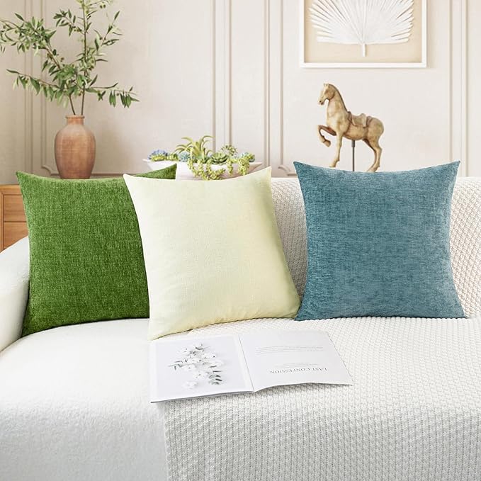 CaliTime Throw Pillow Covers Decorative 18 X 18 Inches Pack of 4 Cozy Chenille - Image 5