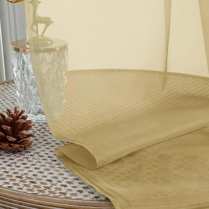 OWENIE Sheer Gold Curtains, Sheer Curtains 63 inch Length 2 Panels Set - Image 7