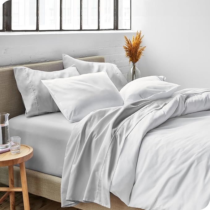 Bare Home Short Queen Sheet Set - 1800 Ultra-Soft Microfiber - Double Brushed - Deep Pockets - Easy Fit - 4 Piece Set - Bed Sheets (Short Queen, Cloud Grey)